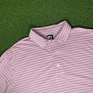 FootJoy Golf Polo Shirt Striped Avery Ranch Golf‎ Club Pink XL
